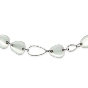 Chisel Stainless Steel Polished White Cat's Eye 26in Necklace